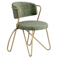Обеденный стул Сильвия ЛДСП, Металл с покрытием , Велюр, Зеленый ткань, Золотой